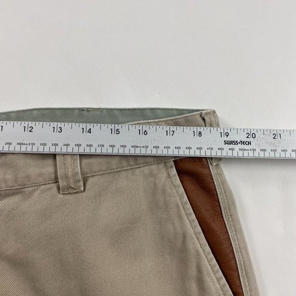 Orvis Zambezi Twill Pants Mens 38 x 29 Khaki Cotton with Leather Trim Cuffed - Picture 8 of 12